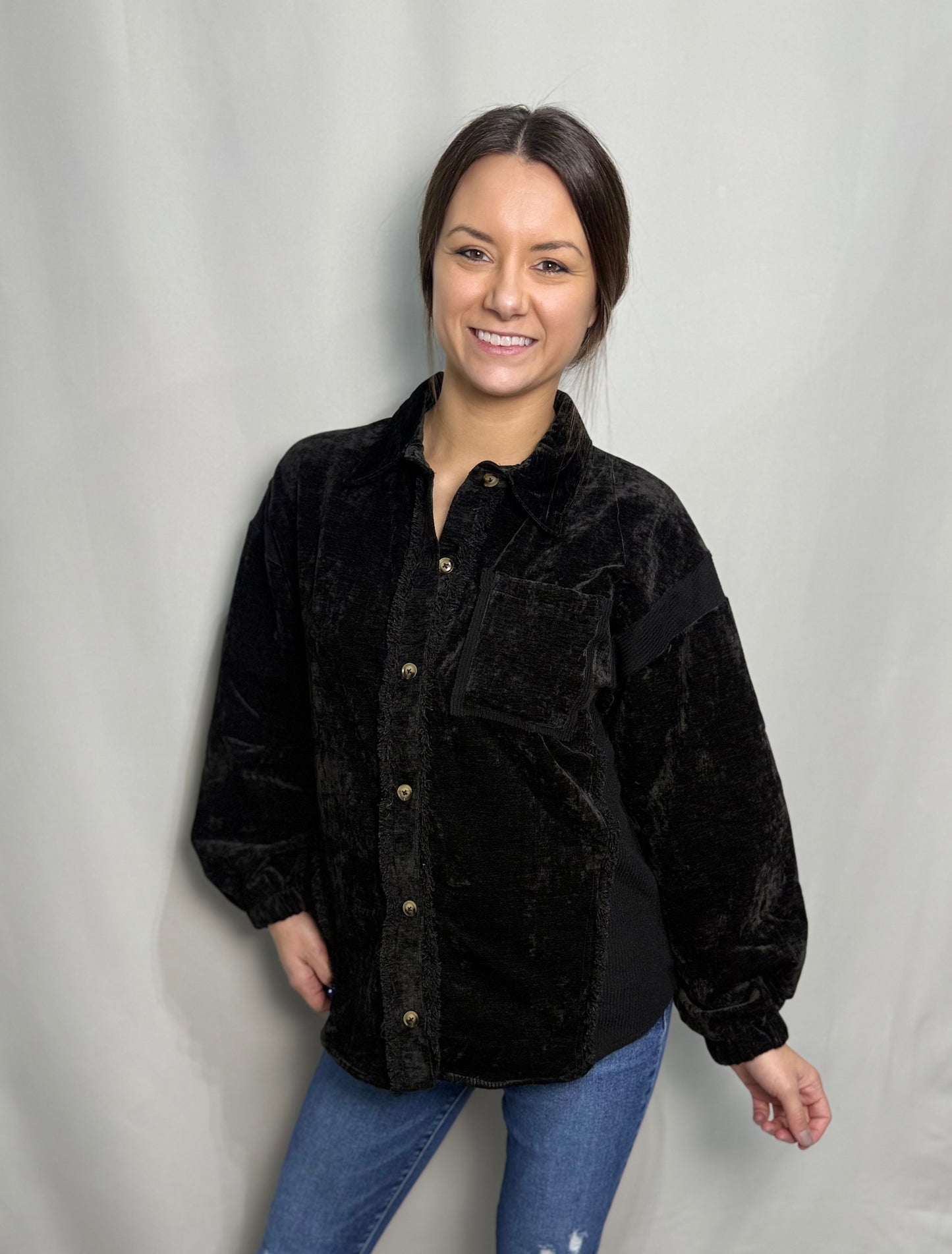 Black Velvety Cozy Shacket