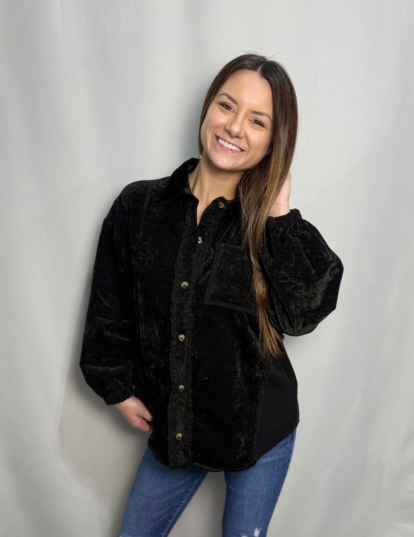 Black Velvety Cozy Shacket