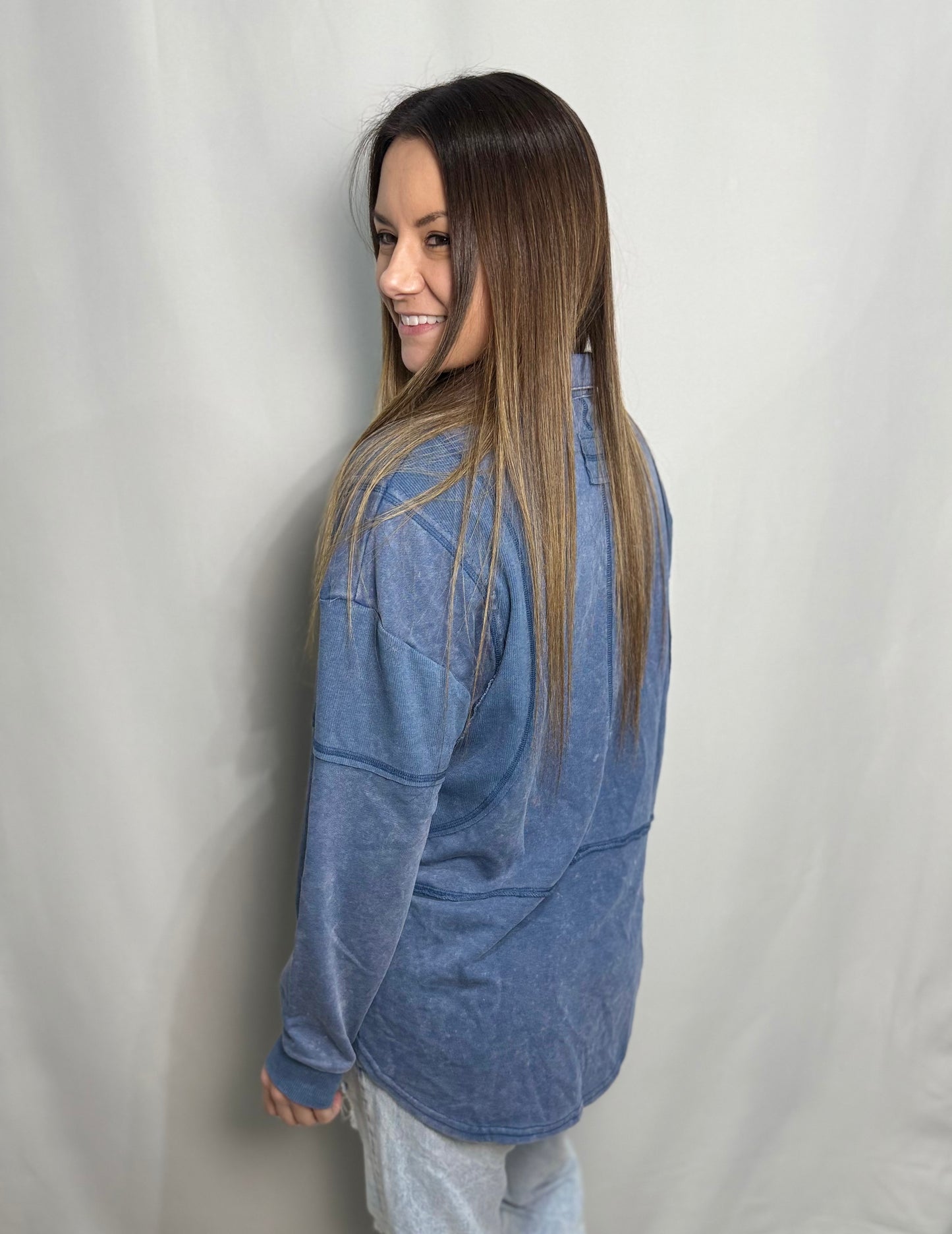 Denim Oversized French Terry Knit