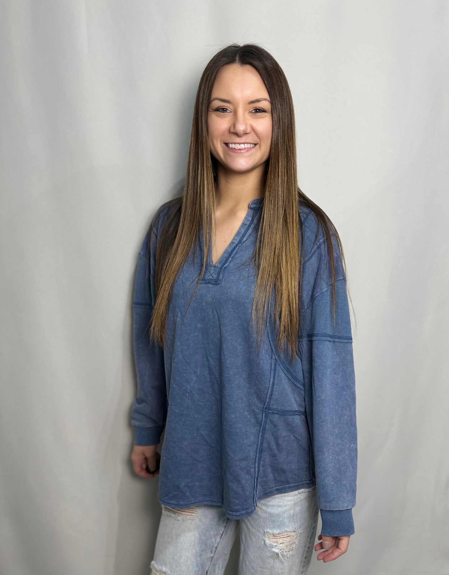 Denim Oversized French Terry Knit