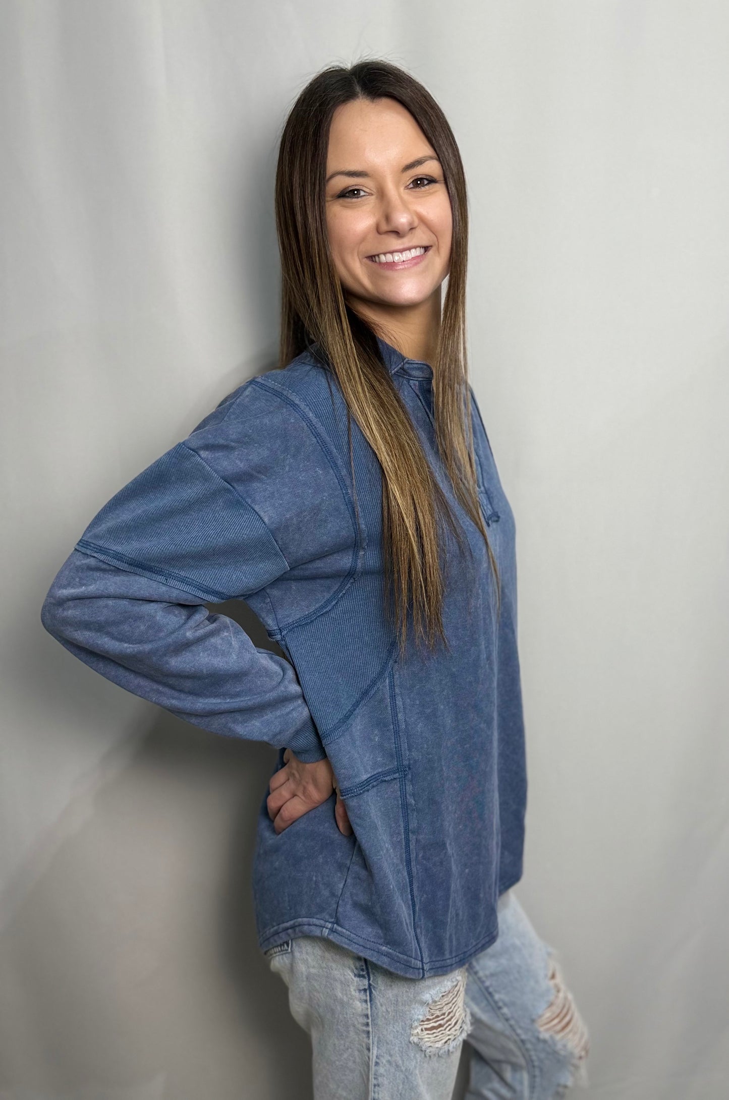 Denim Oversized French Terry Knit