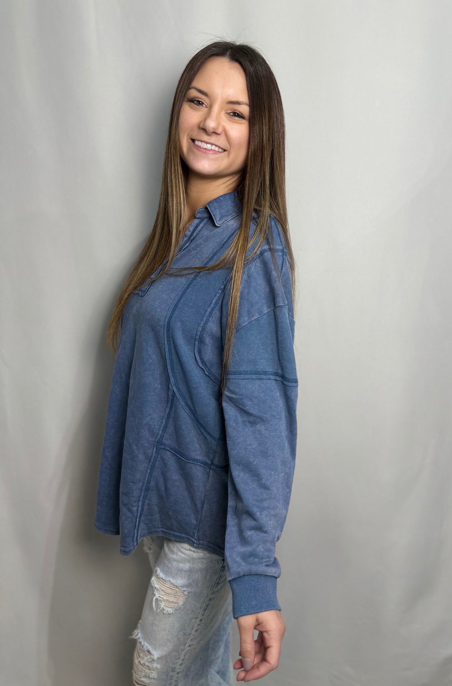 Denim Oversized French Terry Knit