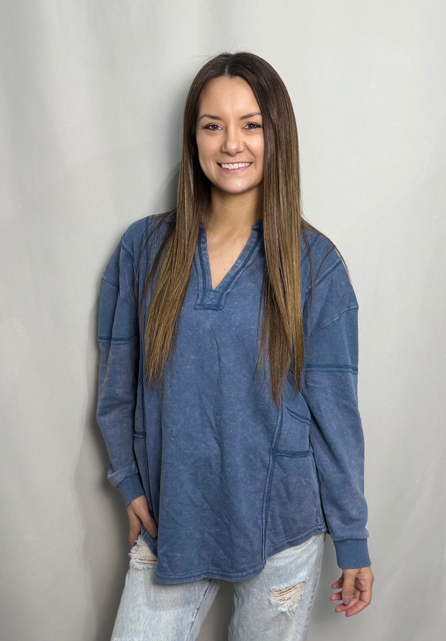 Denim Oversized French Terry Knit