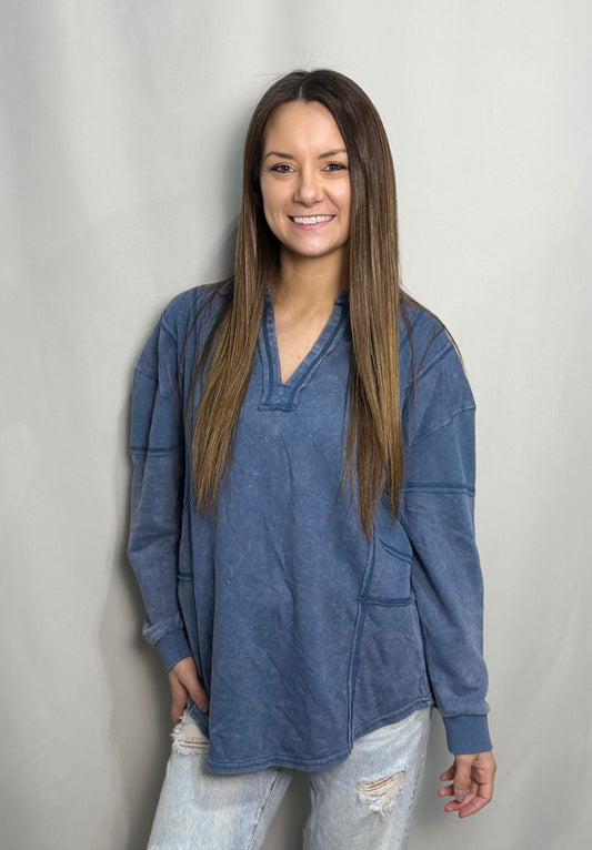 Denim Oversized French Terry Knit