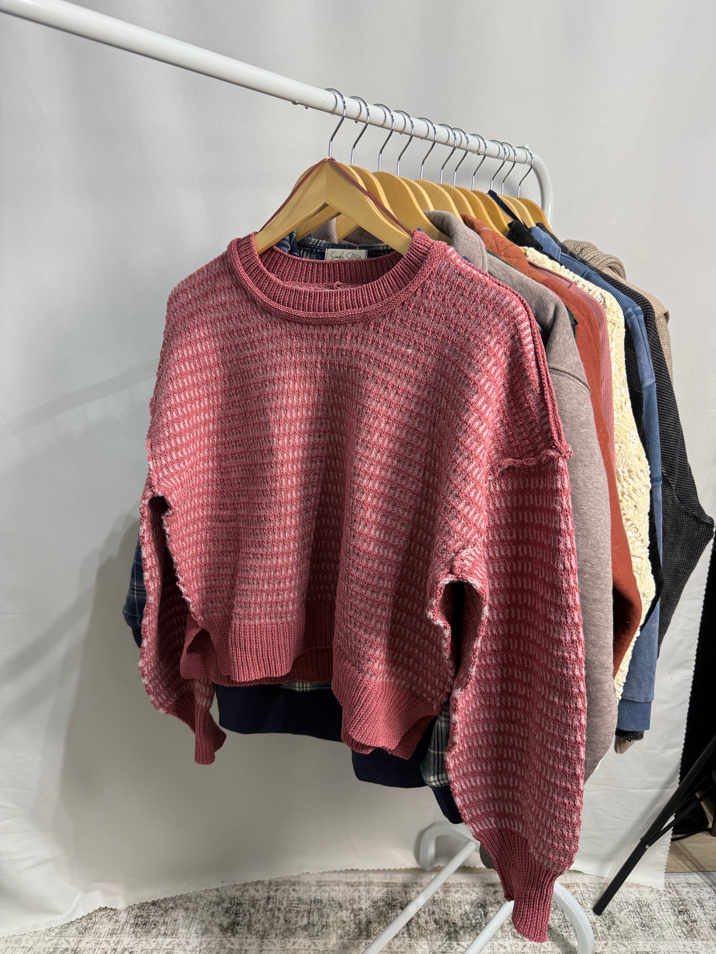 Mauve Two Tone Knit Sweater