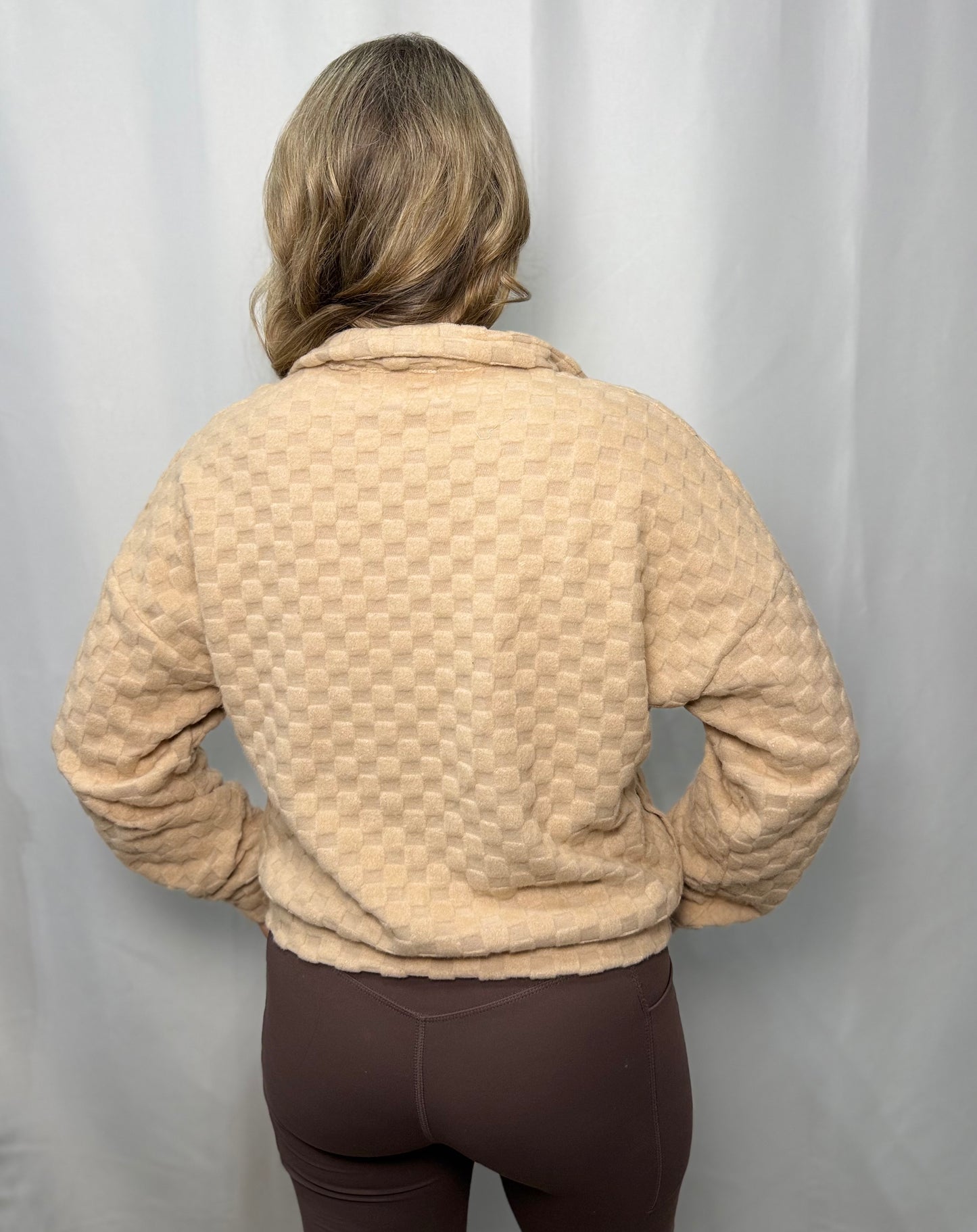 Textured Collared Pullover - Taupe