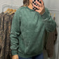 Side Ribbed Acid Wash Pullover - Dark Green