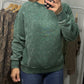 Side Ribbed Acid Wash Pullover - Dark Green