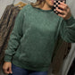 Side Ribbed Acid Wash Pullover - Dark Green