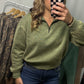Acid Wash Quarter Zip - Light Olive