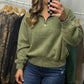 Acid Wash Quarter Zip - Light Olive