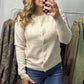 Round neck button Cardigan - Cream