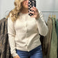Round neck button Cardigan - Cream