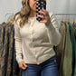 Round neck button Cardigan - Cream