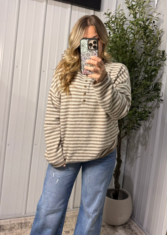 Cozy Café Striped Sweater