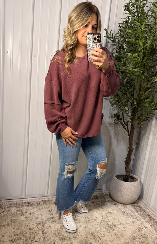 Merlot Mineral-Wash Top