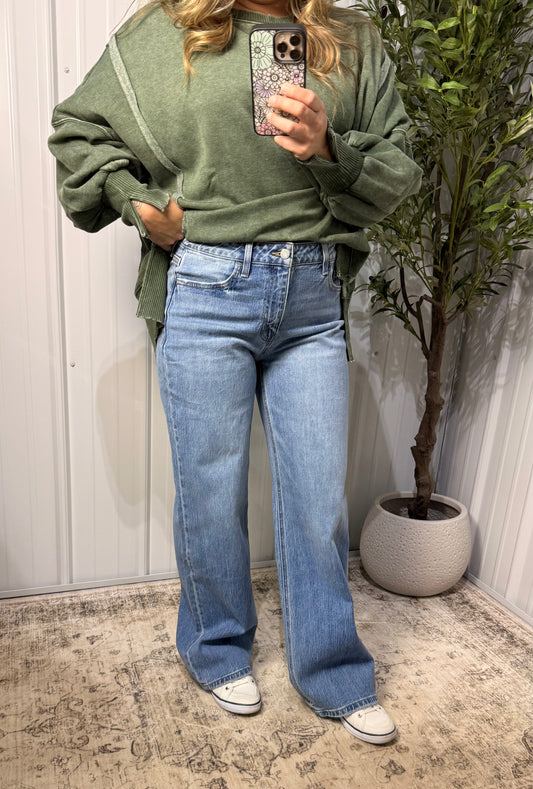 OLIVIA HIGH RISE WIDE LEG JEANS - VERVET