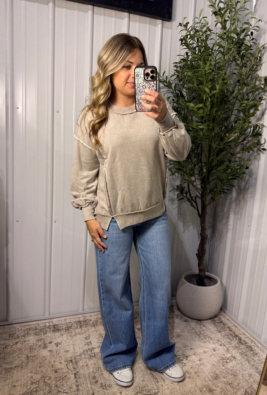 Ash Mocha Mornings Terry Lightweight Pullover