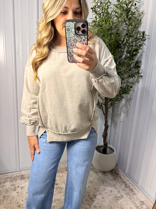 Ash Mocha Mornings Terry Lightweight Pullover