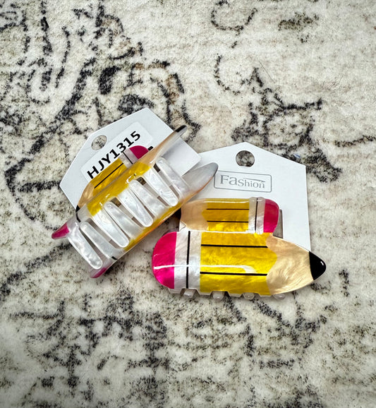 #2 Pencil Acrylic Hair Claw Clip