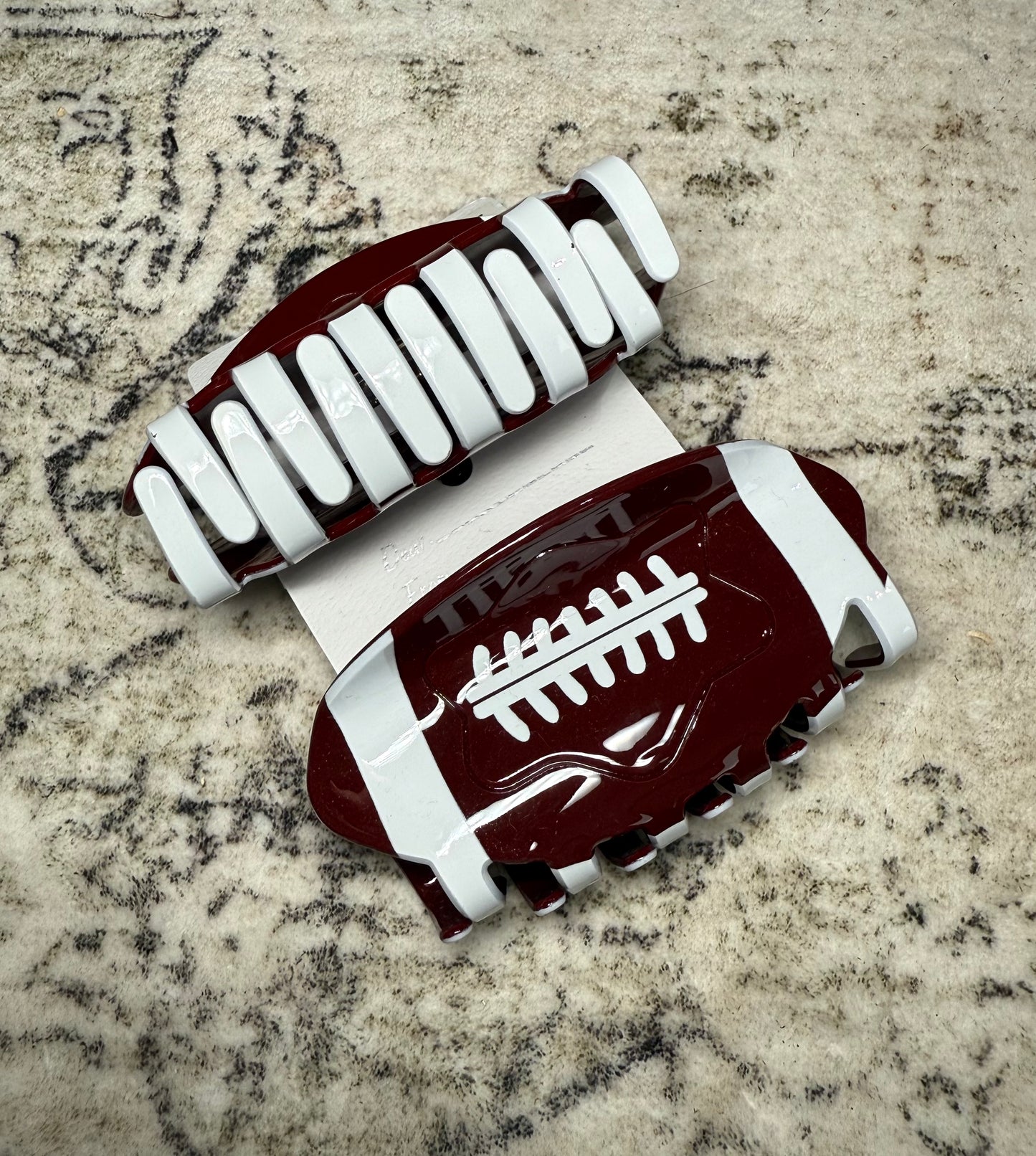 Brown/ White Football Hair Clip