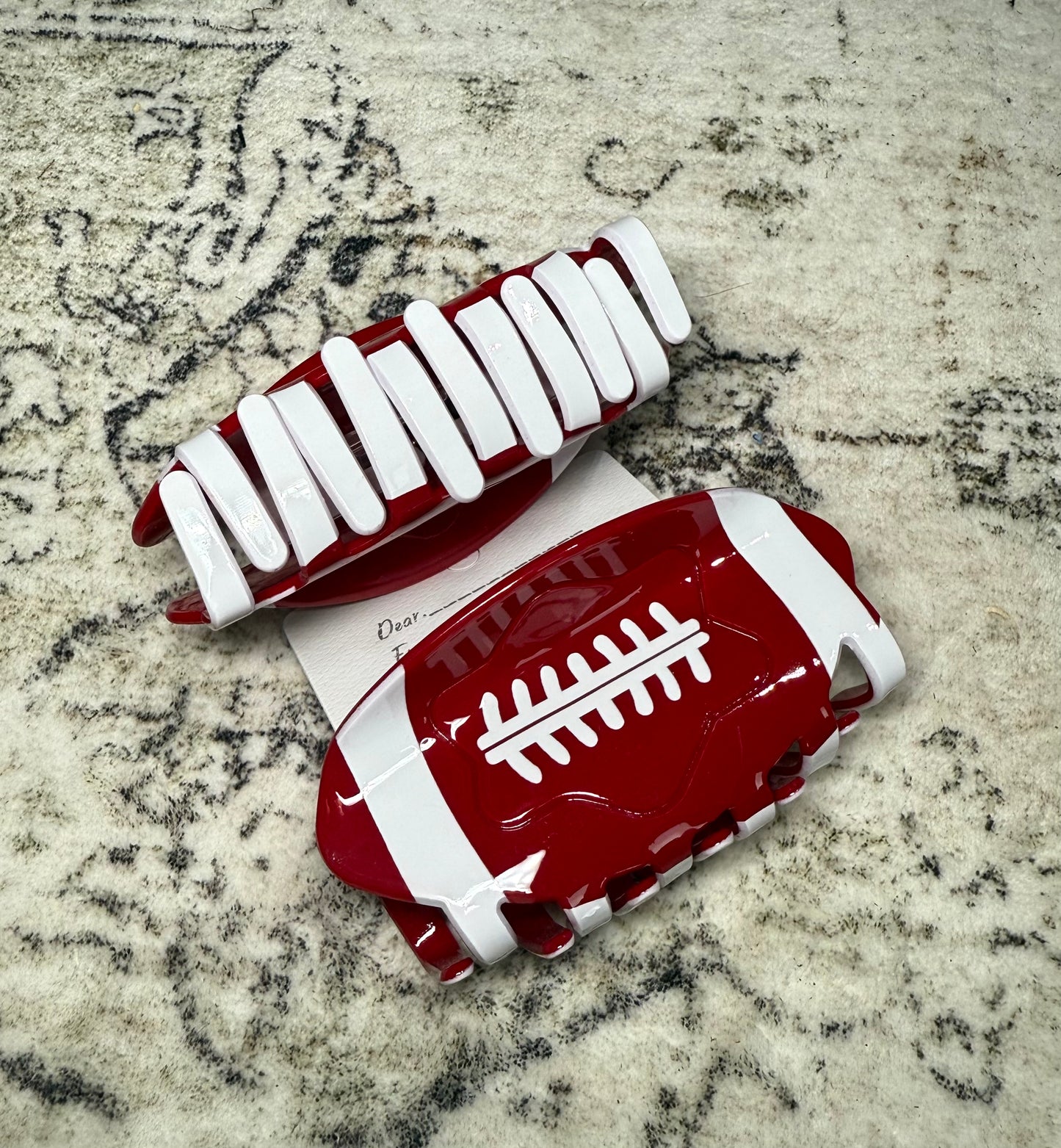 Red/ White Football Hair Clip