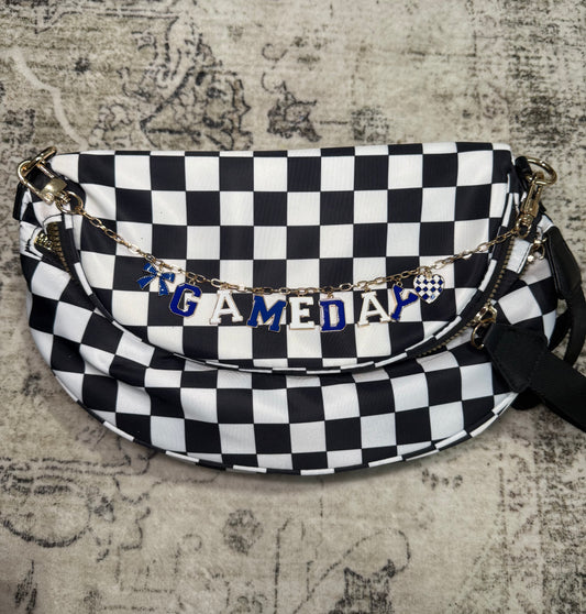 Football GAME DAY Bag Chain Charm: Blue,Gold,White