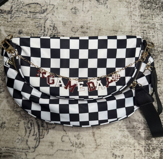 GAME DAY Bag Chain Charm: Burgundy,Gold,White