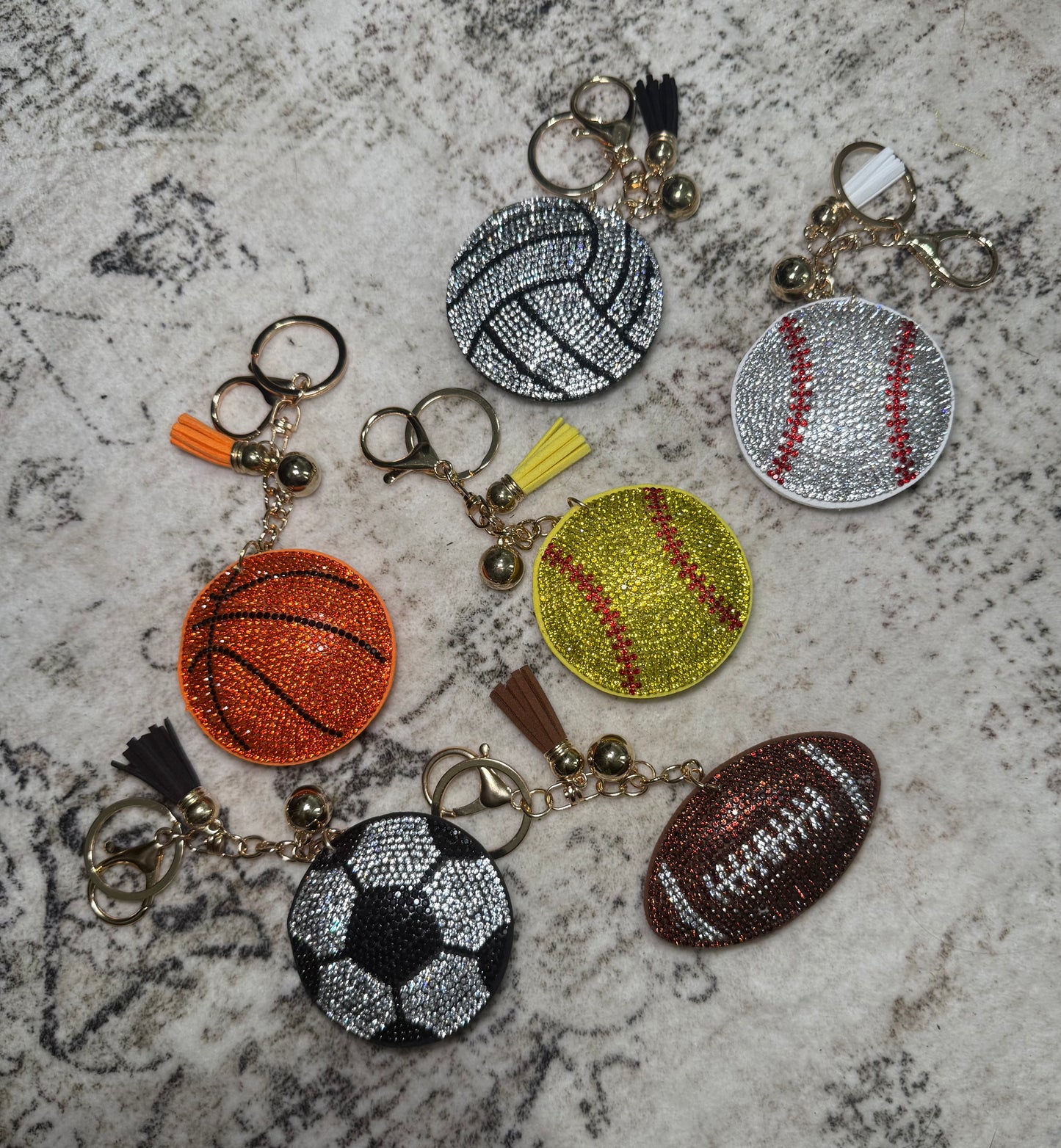 Bling Softball Tassel Keychain