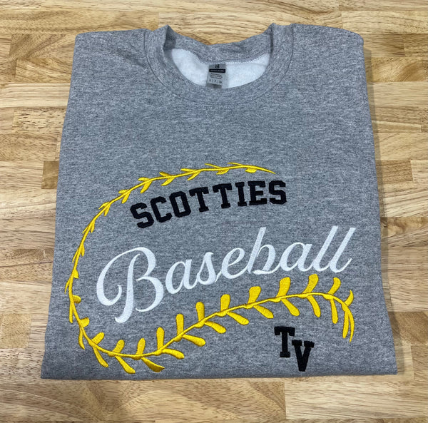 Embroidery - Baseball or Softball Stitch Mascot - ADULT Sweatshirt or T-shirt