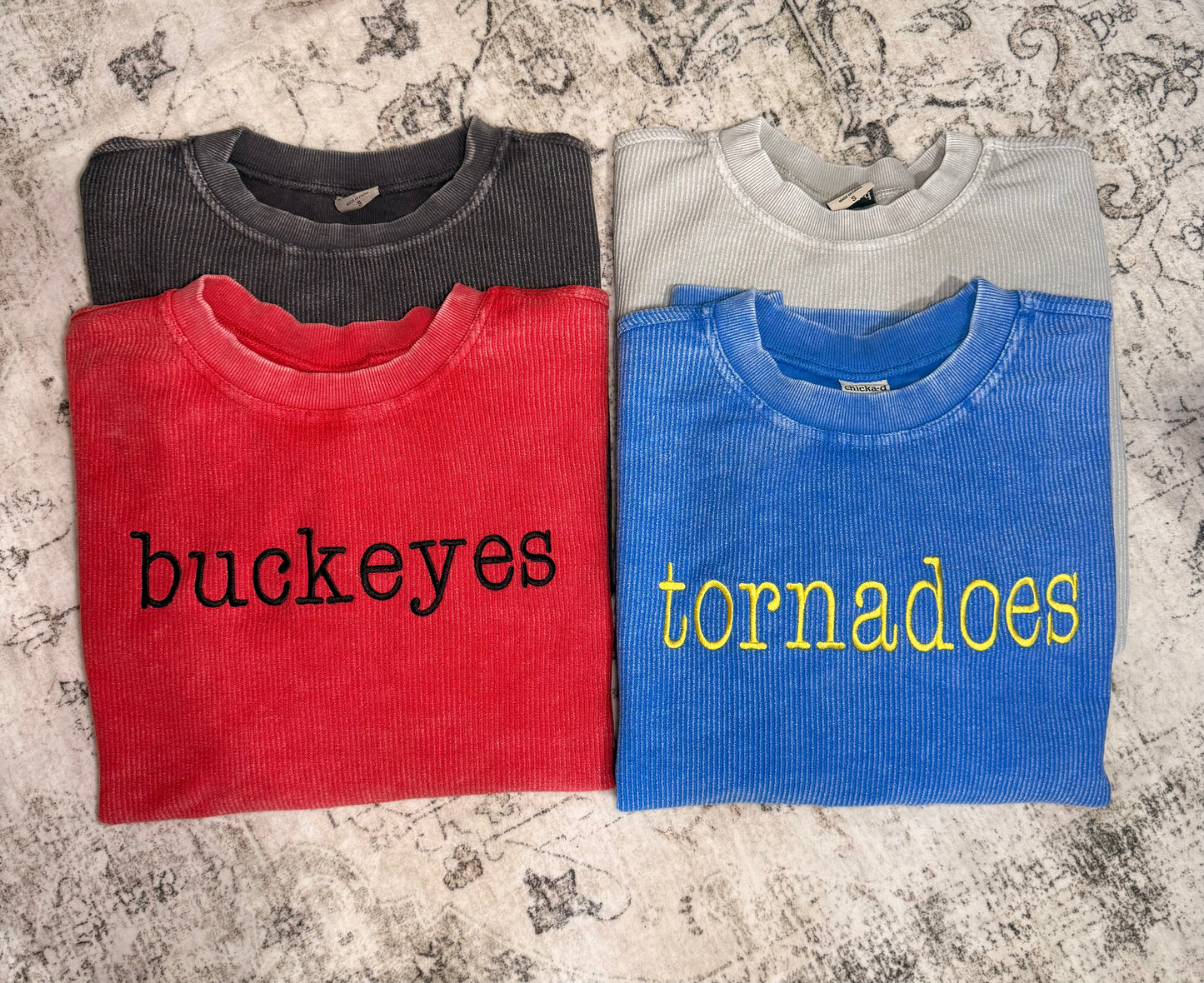 Corded Crew Custom Mascot Embroidery - Oversized Fit Style