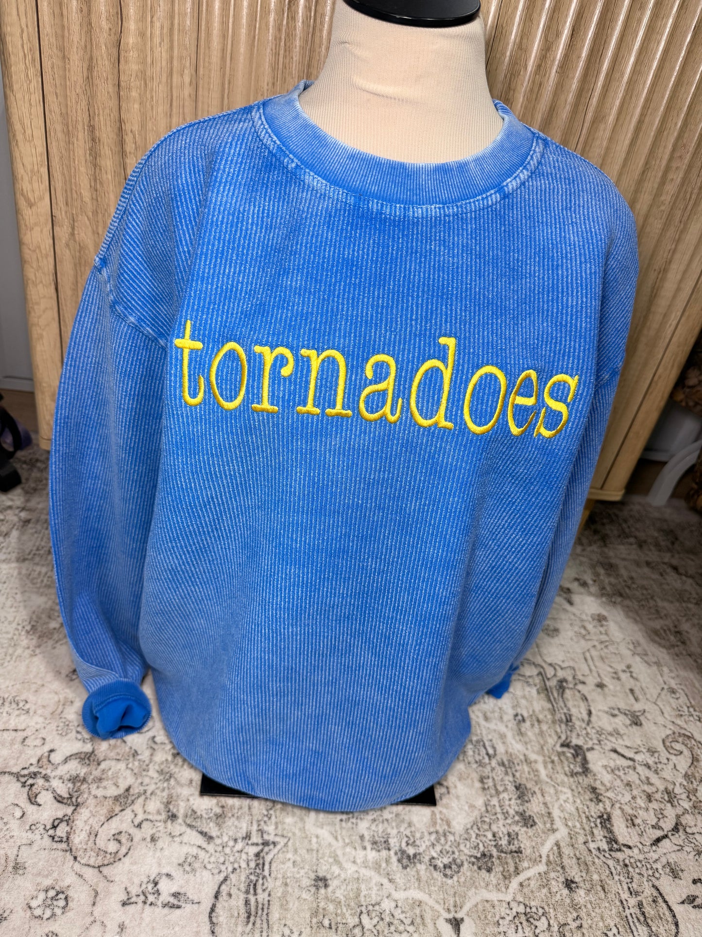 Corded Crew Custom Mascot Embroidery - Oversized Fit Style