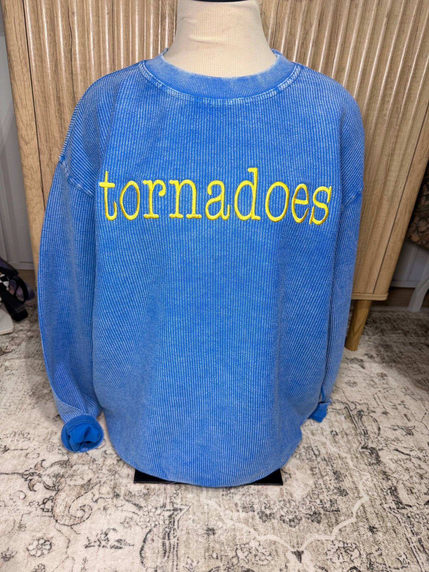 Corded Crew Custom Mascot Embroidery - Oversized Fit Style