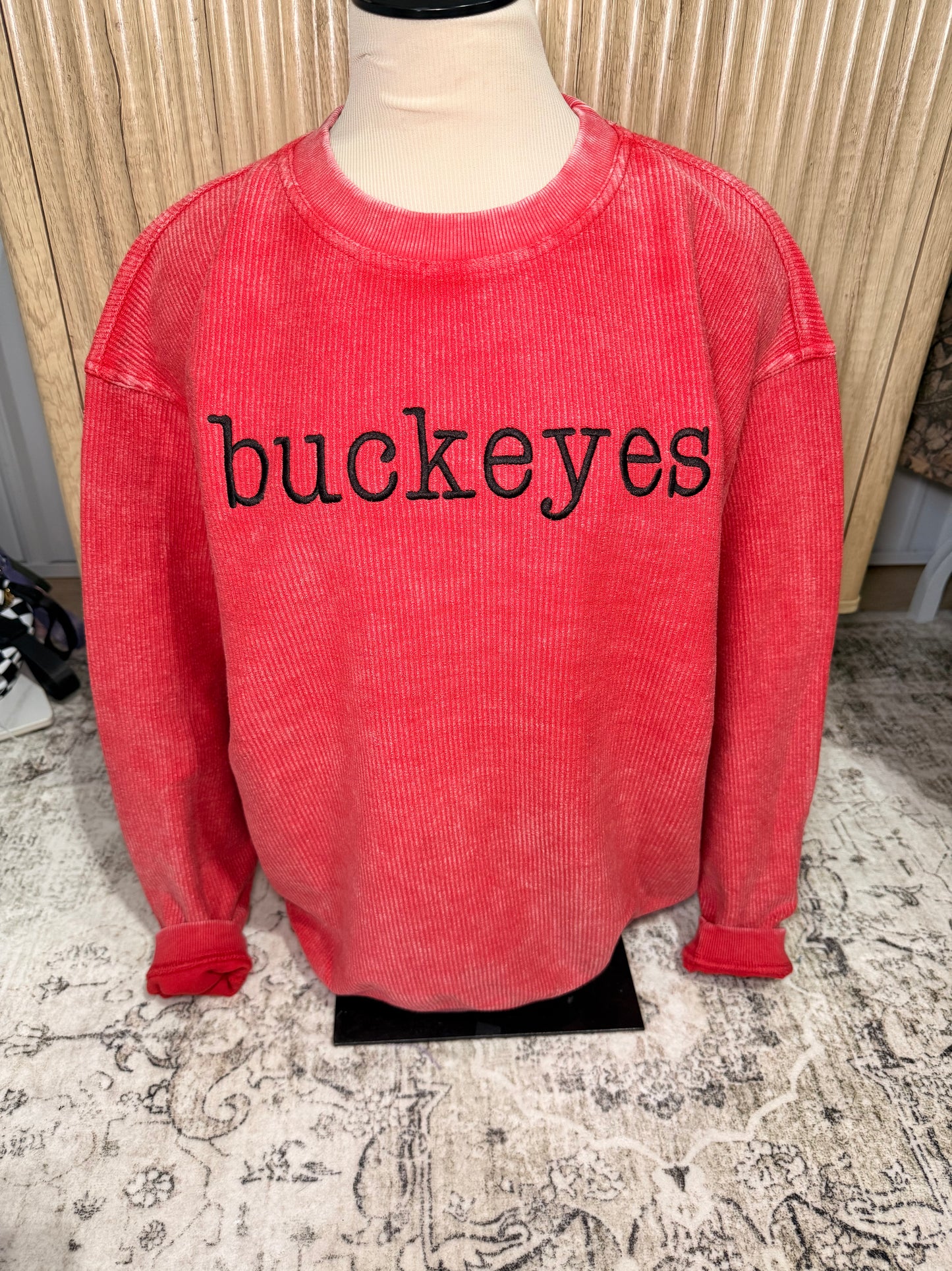 Corded Crew Custom Mascot Embroidery - Oversized Fit Style