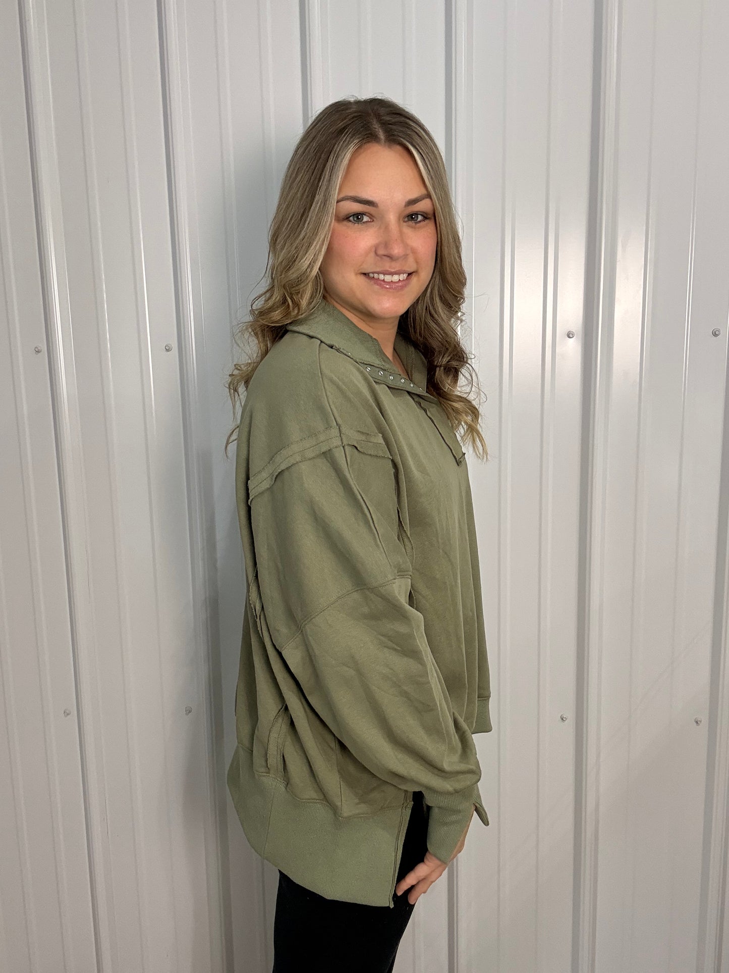 Tamika Lightweight Henley Sweatshirt - Oversized