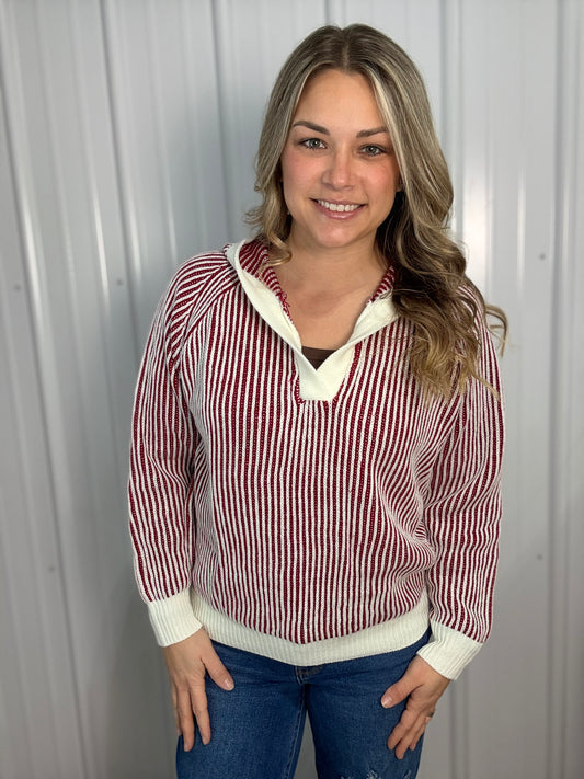 Luxe Relaxed Hooded Burgundy Sweater