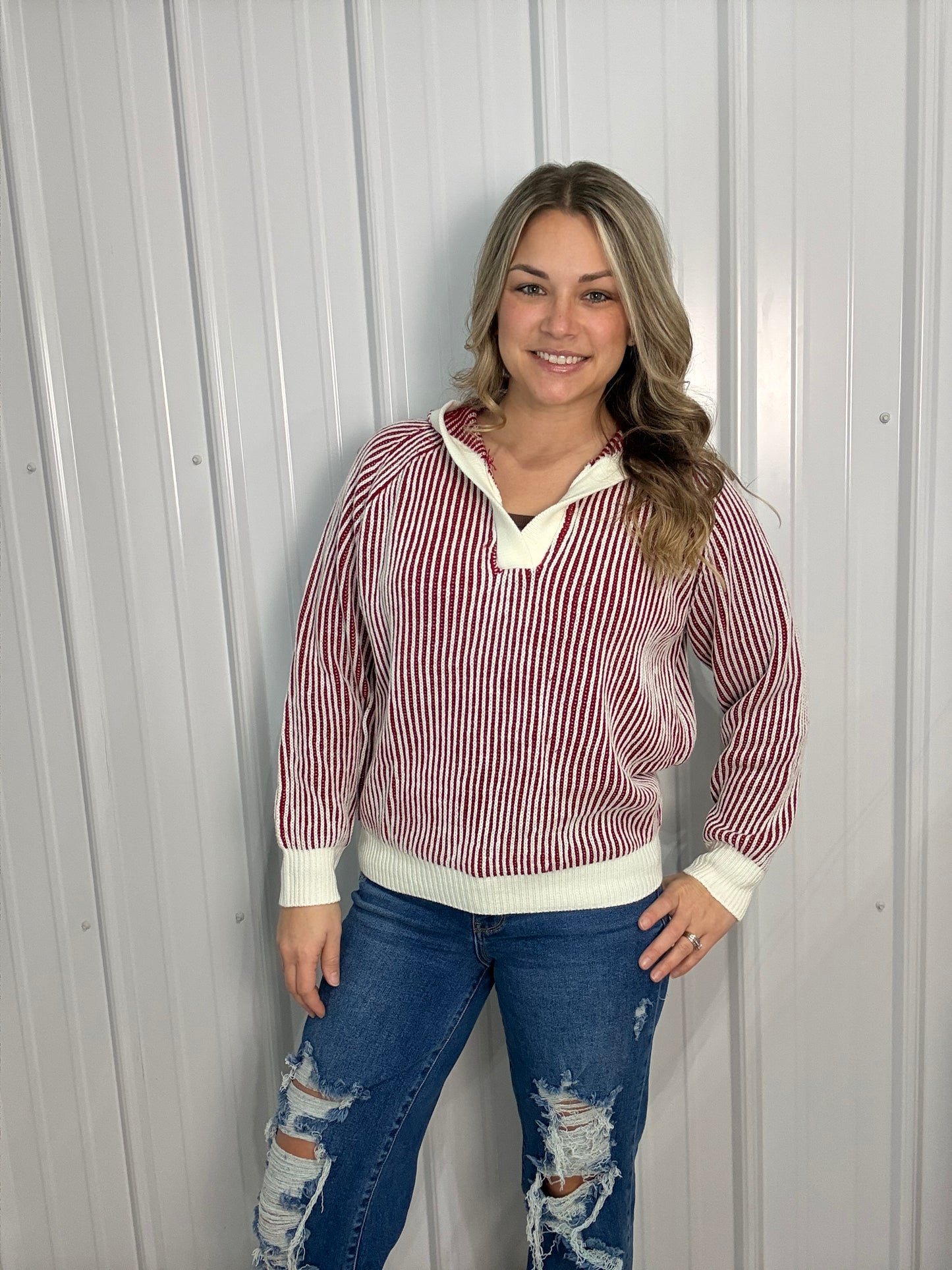 Luxe Relaxed Hooded Burgundy Sweater