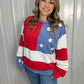 Americana Mineral Washed Flag Sweatshirt - Oversized