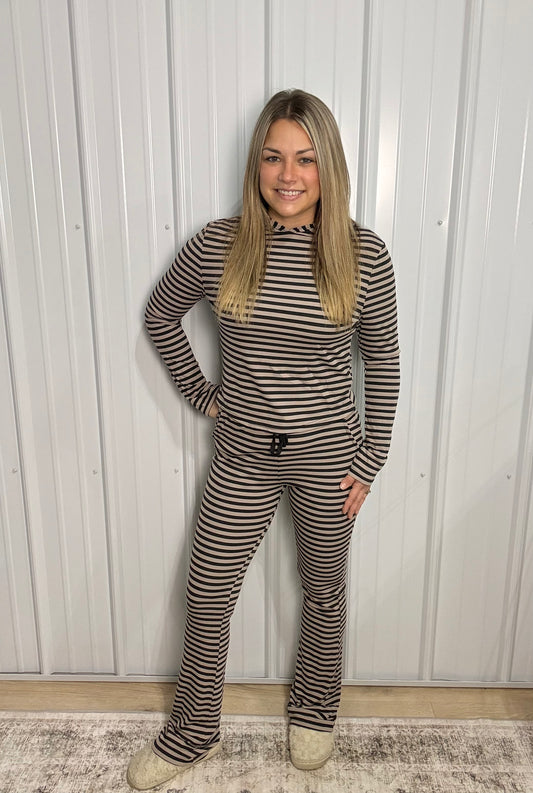 Black/Khaki Modal Stripe Set