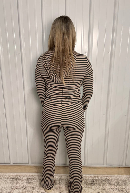 Black/Khaki Modal Stripe Set