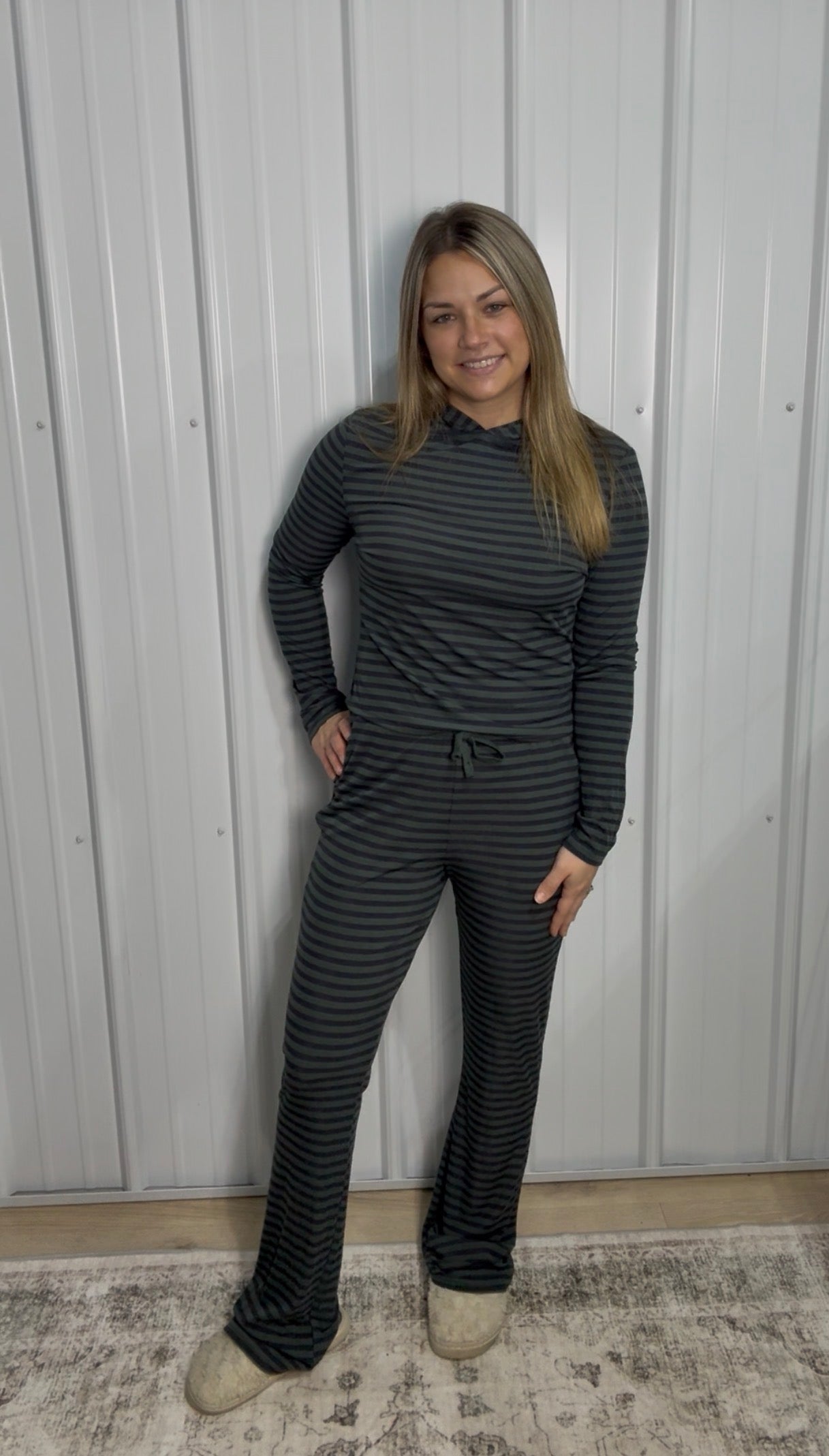 Navy/Olive Modal Stripe Set
