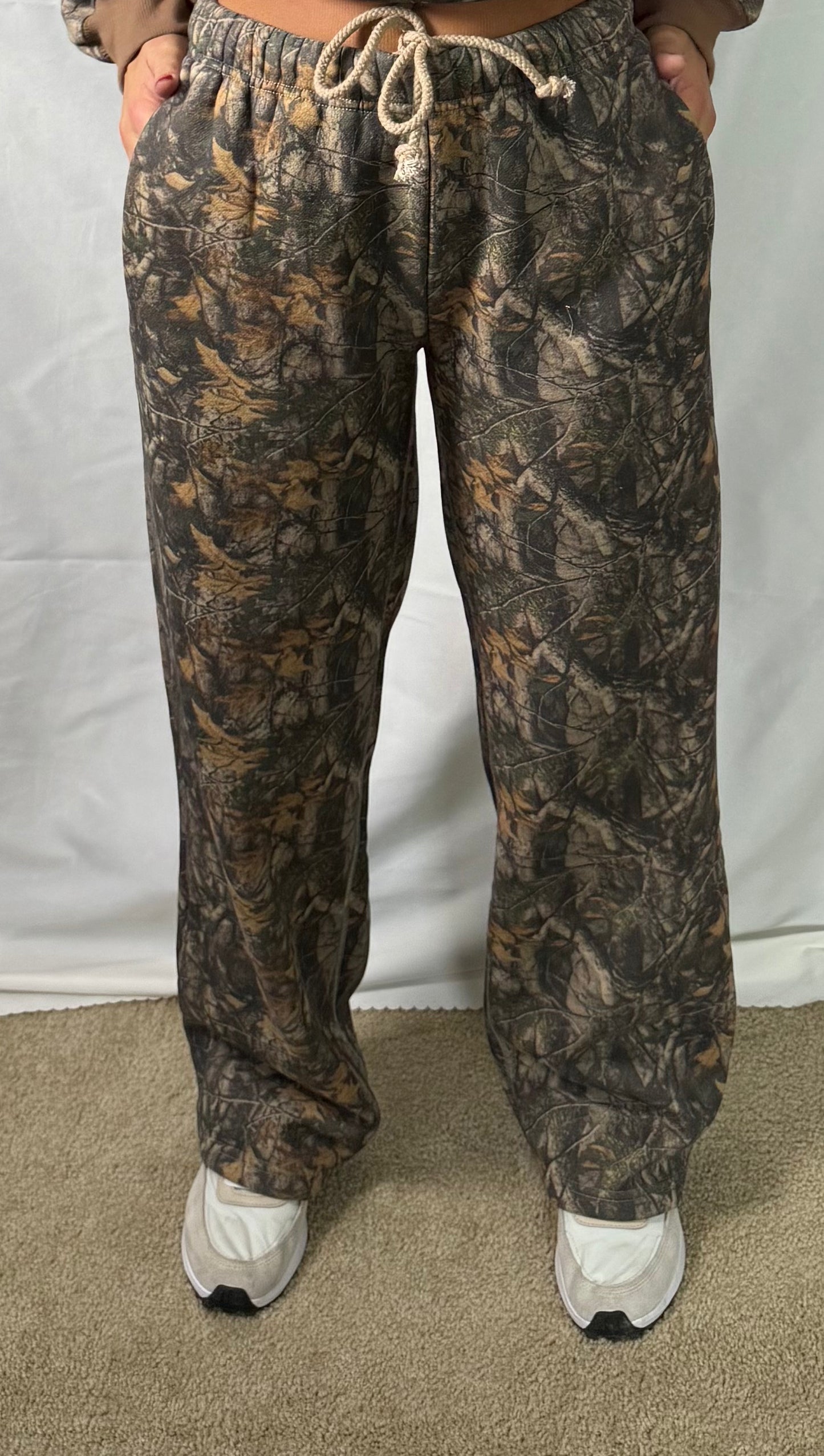 Bayou Dark Woodland Camo Fleece Wide Leg Pant