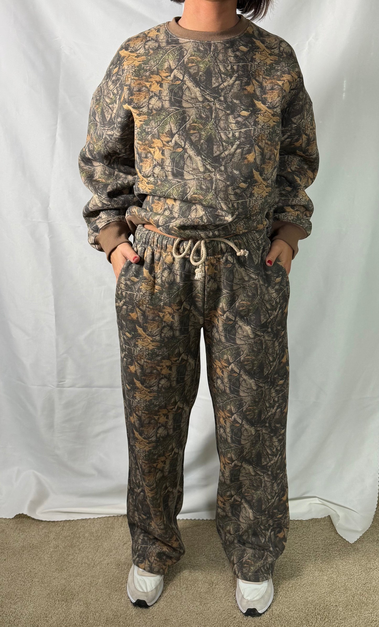Bayou Dark Woodland Camo Fleece Wide Leg Pant