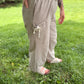 Bow Stripe Textured Woven Pants
