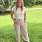 Bow Stripe Textured Woven Pants