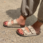 Retro Buckle Faux Suede Sandals