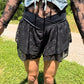Double Layered Hem Lace Shorts: BLACK