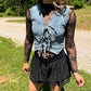 Double Layered Hem Lace Shorts: BLACK