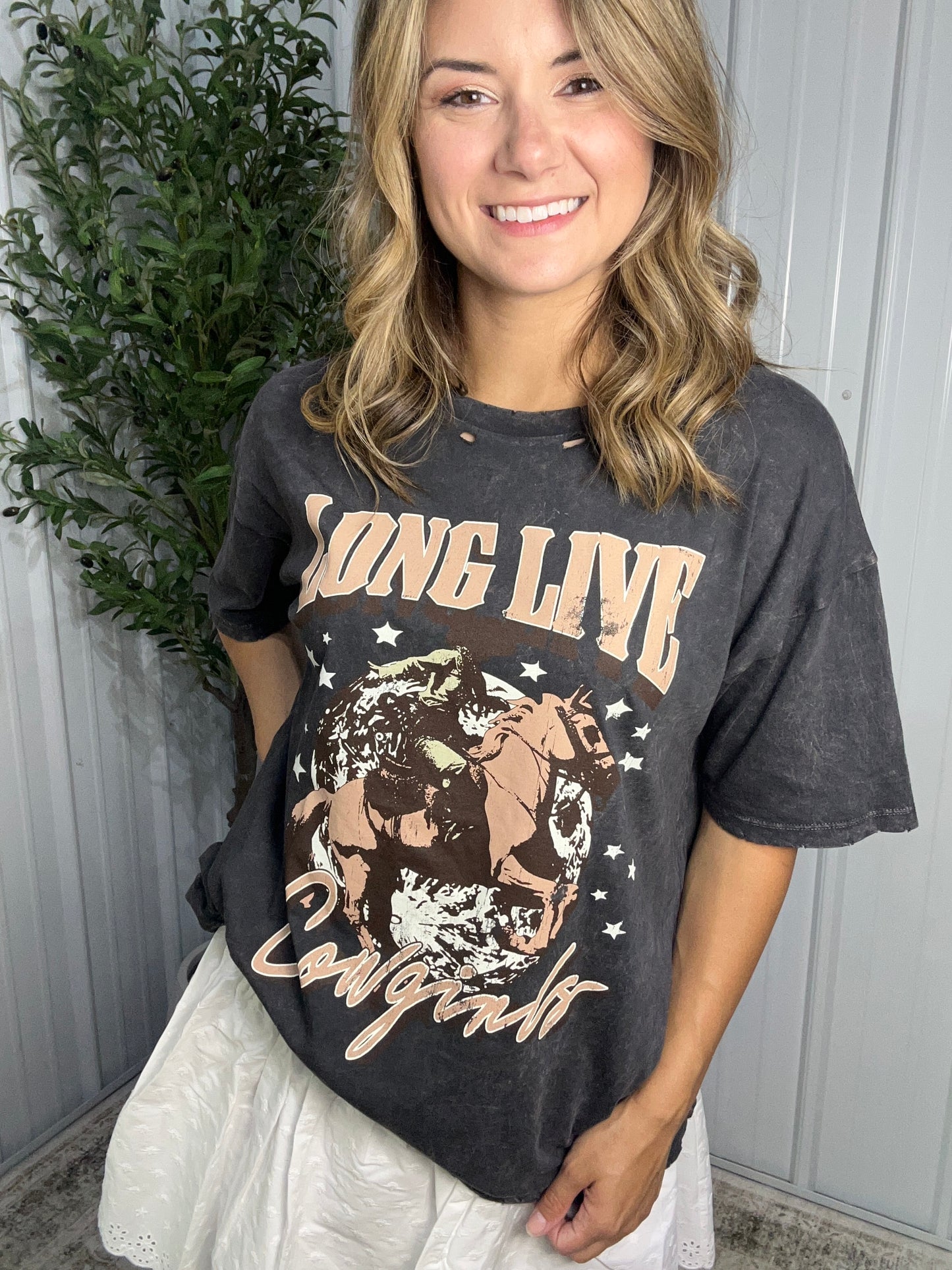 Long Live Cowgirls Vintage-Wash Graphic Tee