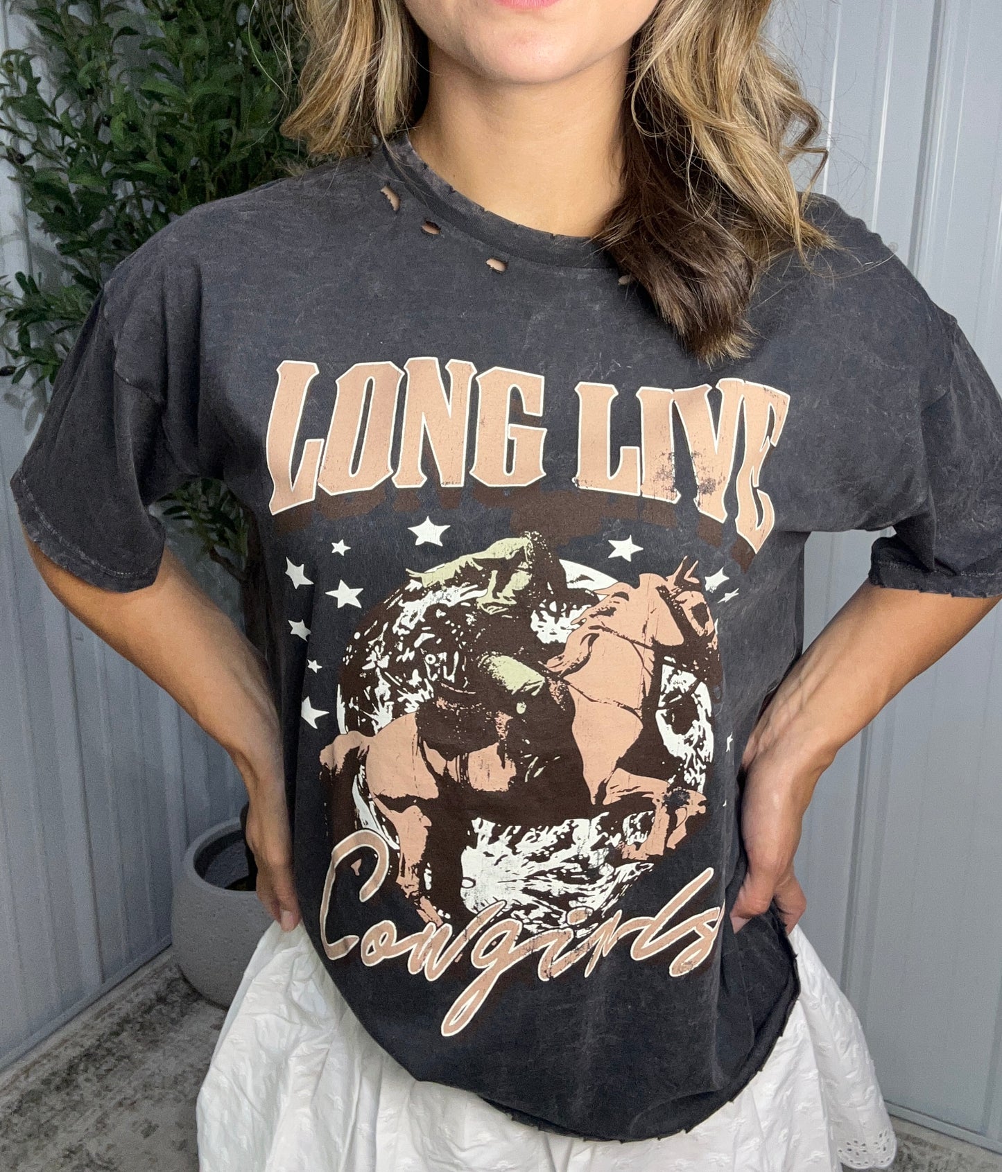 Long Live Cowgirls Vintage-Wash Graphic Tee